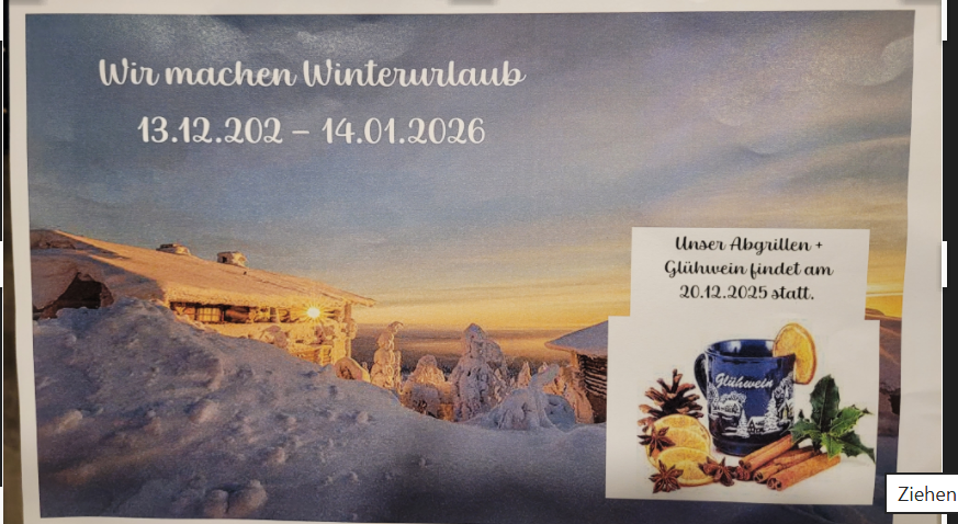Sportheim Abgrillen und Winterurlaub